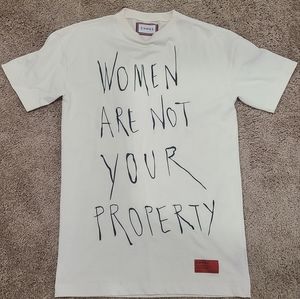 CHNGE womens tshirt dress xxs off white 'women are not your property'